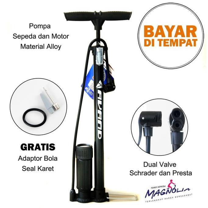 Pompa Angin Ban Sepeda dan Motor Dual Pentil Alloy Merk Avand