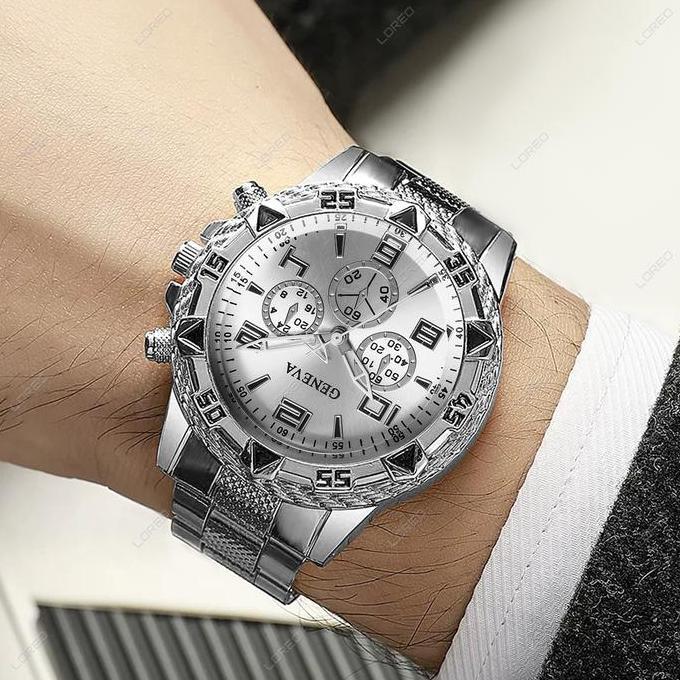 Loreo Jam Tangan Pria Mewah Desain Eropa / Jam Tangan Cowok Chronograph