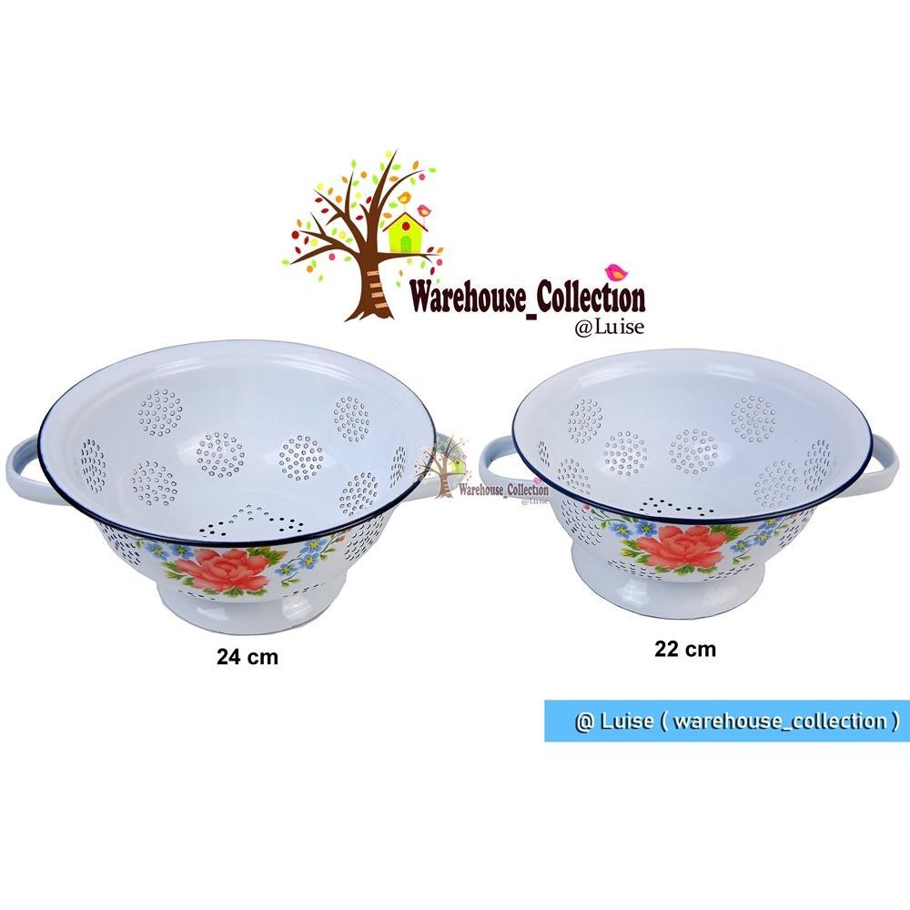 Ceting / Sangku Nasi Motif Kembang / Polos Uk 22 Dan 24 Cm Enamel Seng Blek Vintage (W&Co)