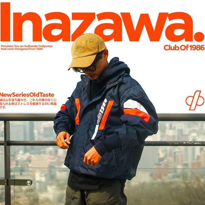 Inazawa 1986 Oversized Retro Windbreaker Jacket / Jaket Oversize Classic Vintage Classic Blue Navy B