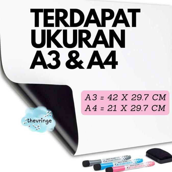 Whiteboard Papan Tulis Magnet Lembaran A3 A4 Magnetic sheet Whiteboard Multifungsi
