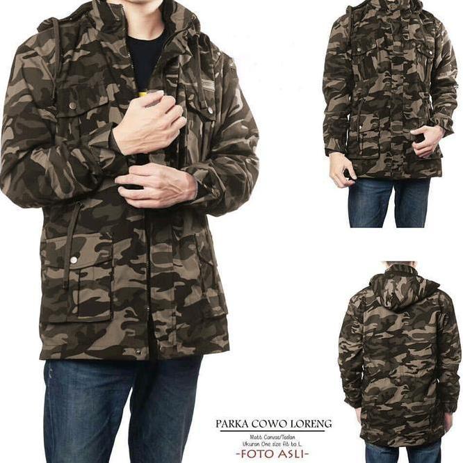 Jaket Parka Loreng Hitam Abu Bahan Kanvas Bisa Bayar Di Tempat Pria Canvas Tebal Distro Keren Dewasa