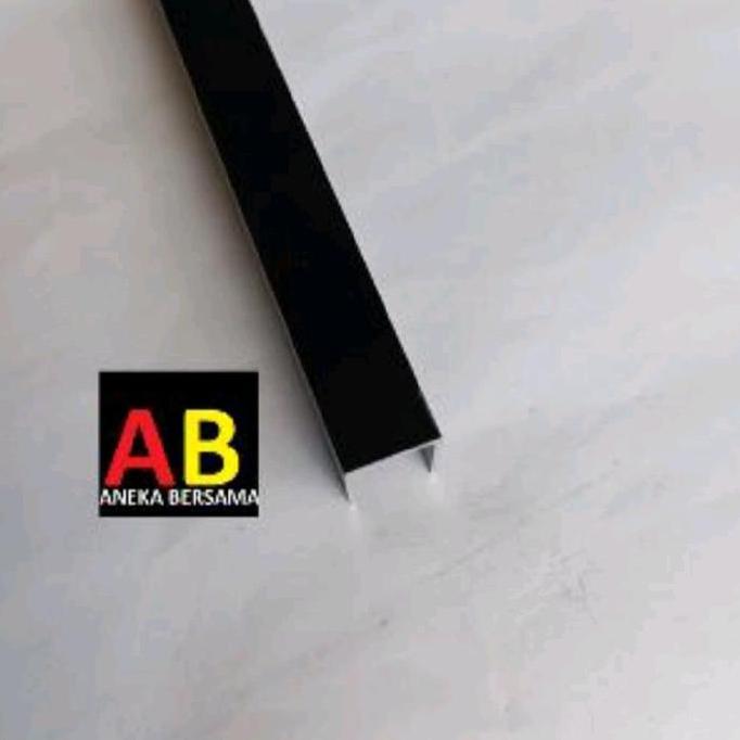 Lis U Aluminium Black 1cm x 1cm x 1cm Panjang 3m