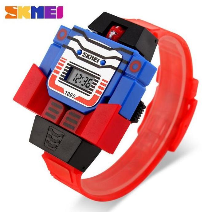 Jam Tangan Anak Transformer Robot SKMEI DG1095 Strap Merah Biru Jadul