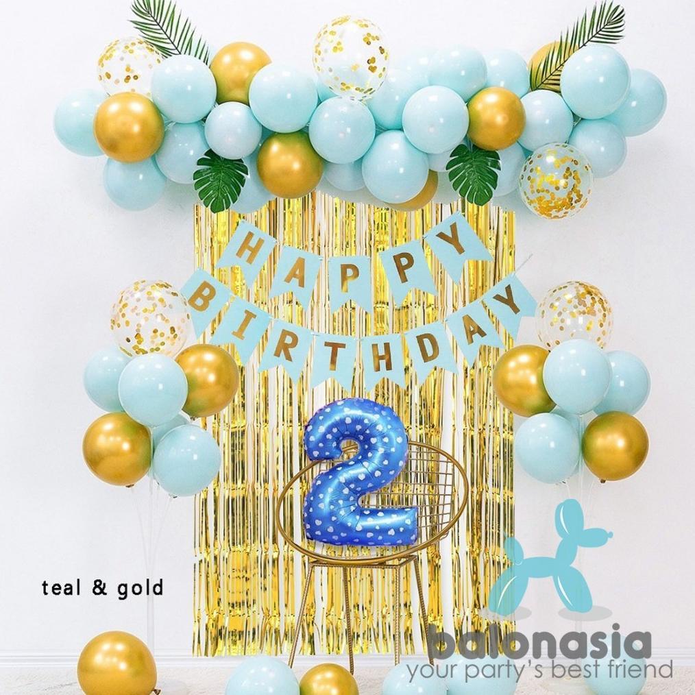 Balon Dan Banner Dekorasi Ulang Tahun Anak Biru