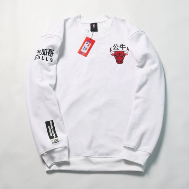 CREWNECK SWEATSHIRT CHICAGO BULLS NBA JAPAN FULL WHITE