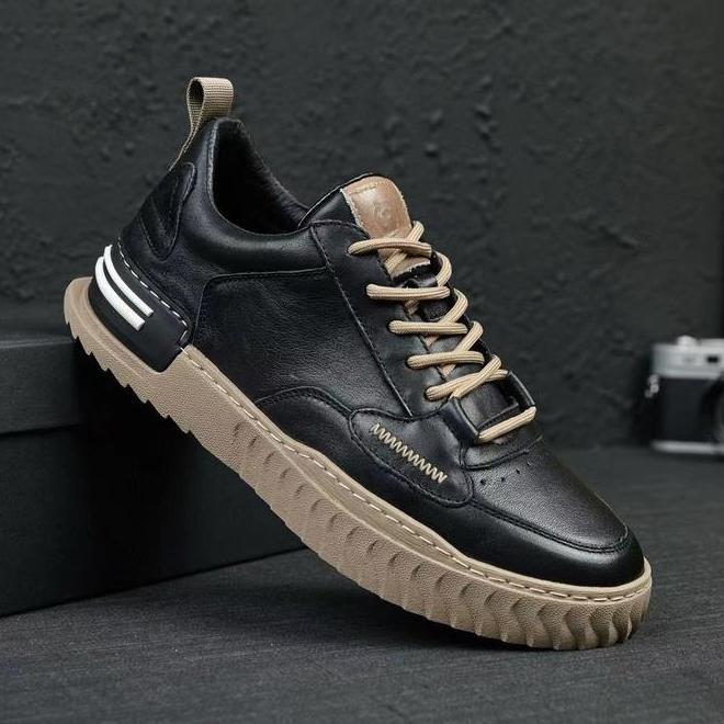 Panarybody Sepatu Casual Sneakers Kulit Pria Terbaru High Quality Sepatu Cowok Modis Kekinian Bd366