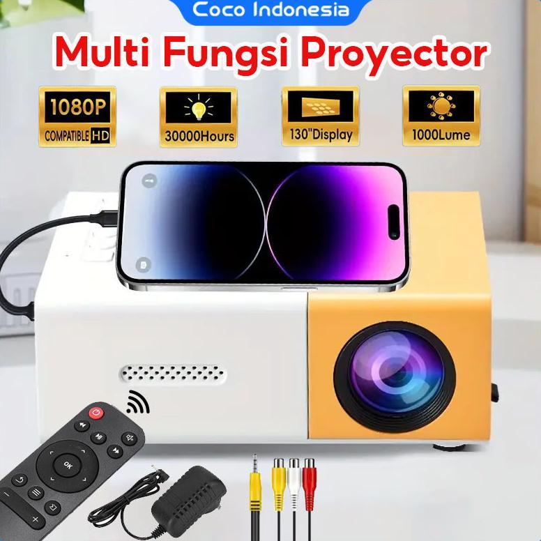 Proyektor Mini Portable Hp Android 4K Full HDMI YG300 Led Mini Proyektor TV Mini Home Theater Dukung