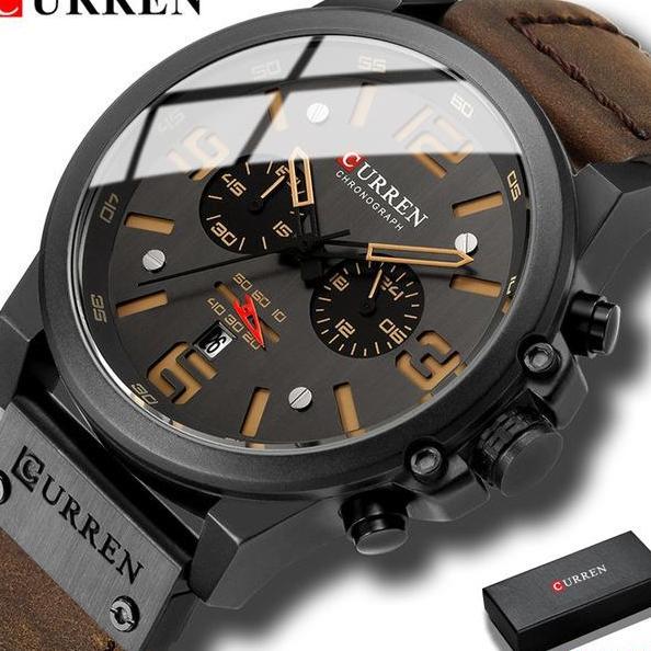 Curren Jam Tangan Pria Chronograph Tanggal Jam Kulit Tahan Air 8314