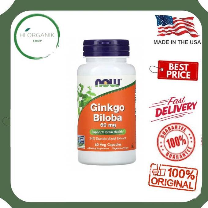 Now Foods Ginkgo Biloba 60 Mg 60 Veg Capsules Original