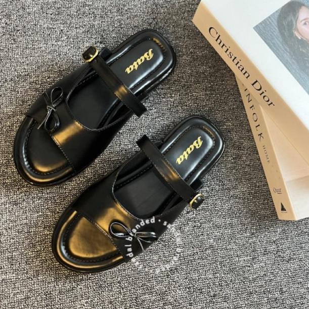 Terlaris BATA Sandal Wanita Hak Tinggi Sandal Slop Motif Pita Sandal Gesper