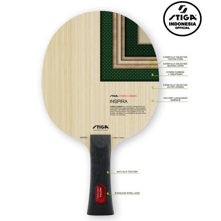 TERMURAH - INSPIRA Hybrid Carbon | Kayu Blade Pingpong ITTF Original STIGA