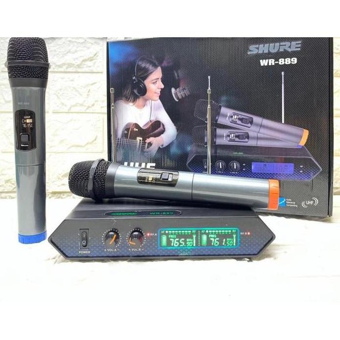 Microphone Wireless Shure Wr-889 Mic Werles 2 Handle Mikrofon Nirkabel Mik Ready