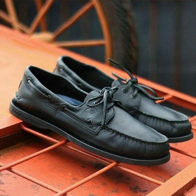 Sepatu Boatshoe Sperry Topsider All Black Original