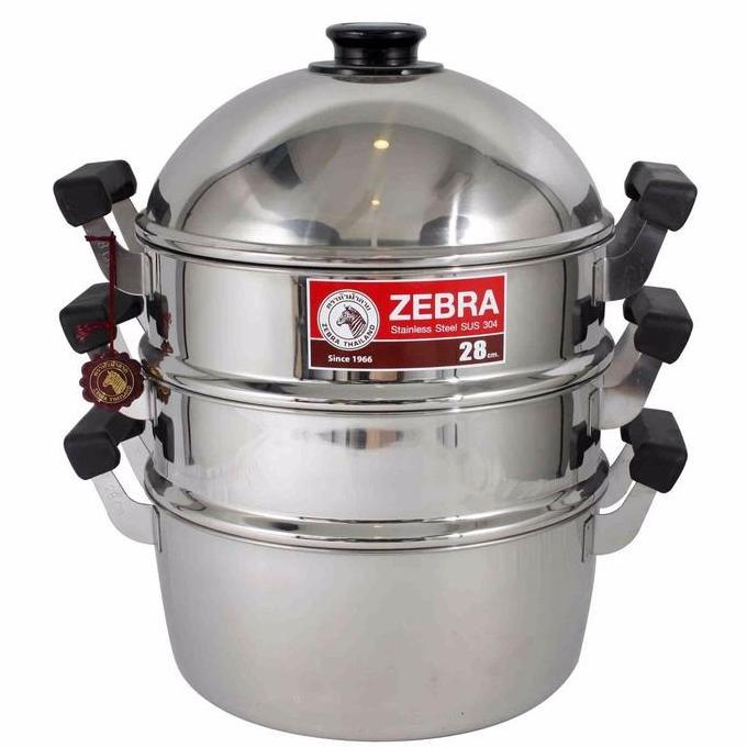 Zebra Steamer Set 28 cm / Panci Kukus Stainless Zebra 164428
