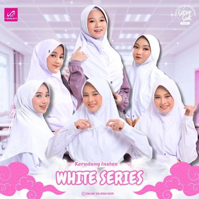 Rabbani [White Series] - Kerudung Sekolah Instan Rabbani Original Warna Putih