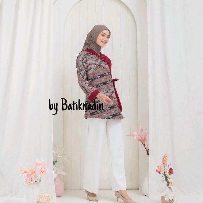 Blouse Songket - Baju Batik Wanita Lengan Panjang Blouse Batik Songket Kekinian Atasan Batik Kantor 