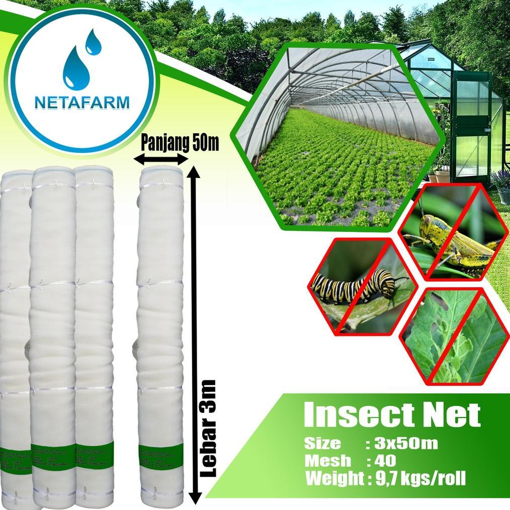 Bisa Cod Insect Net Putih Jaring Serangga Insectnet Mesh 40 Lebar 3M - Permeter ><