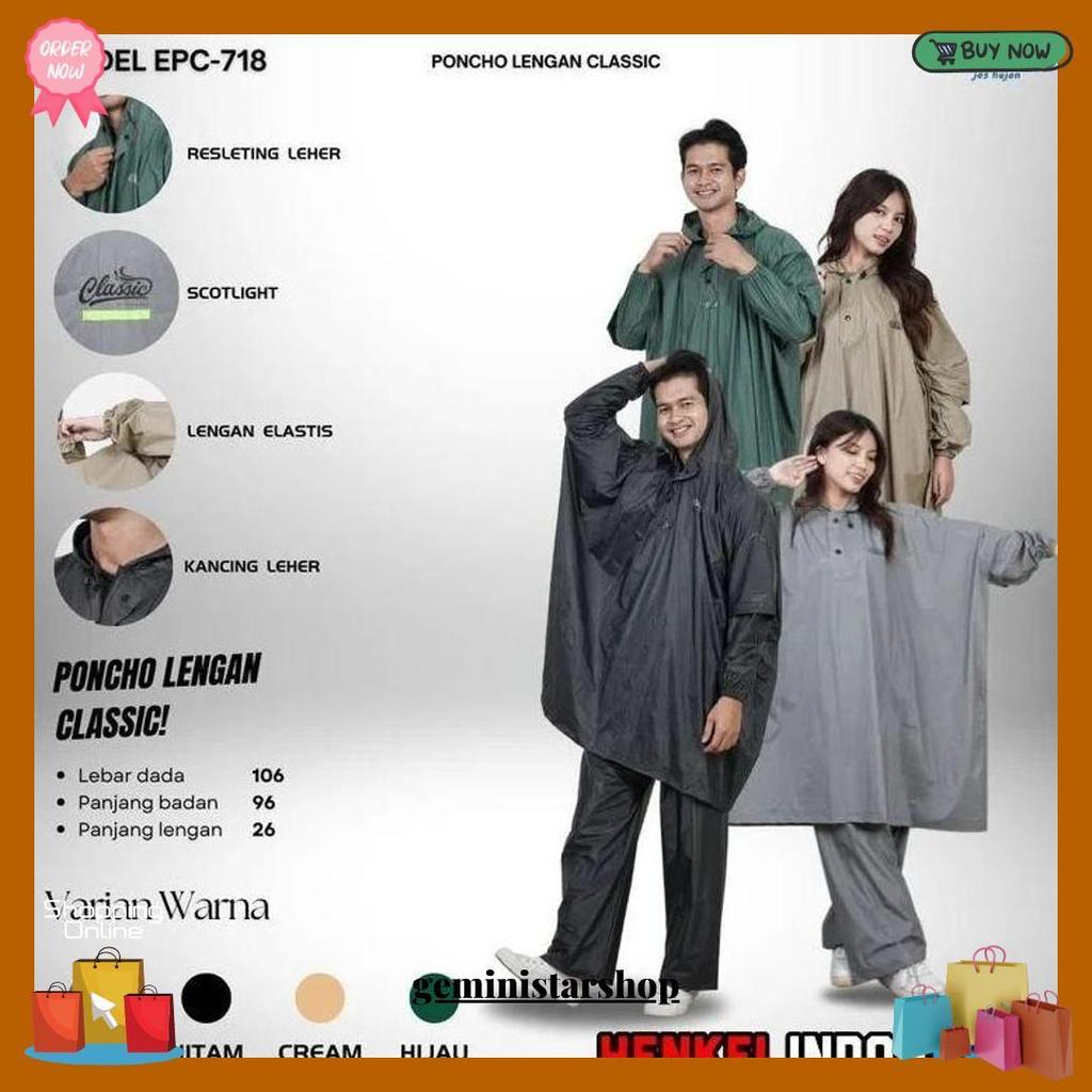2 Pcs - Classic Jas Hujan Elmondo Setelan Pria Dan Wanita - Mantel Ujan Jumbo Cod