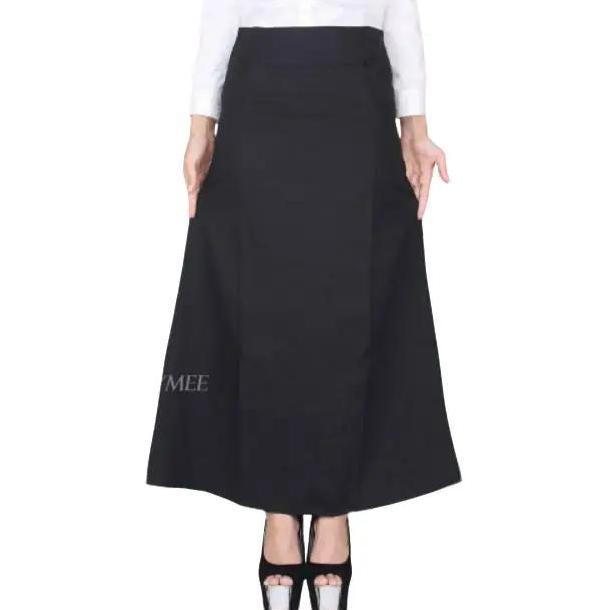 Rok Kerja Wanita Hitam Model Line A Pendek Scuba Maxi Tebal Dewasa Panjang