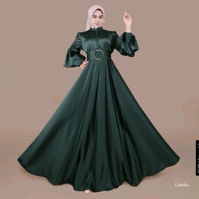 Ghanika Dress Muslim Kondangan Dress  Nafa Collection Satin Silk Polos