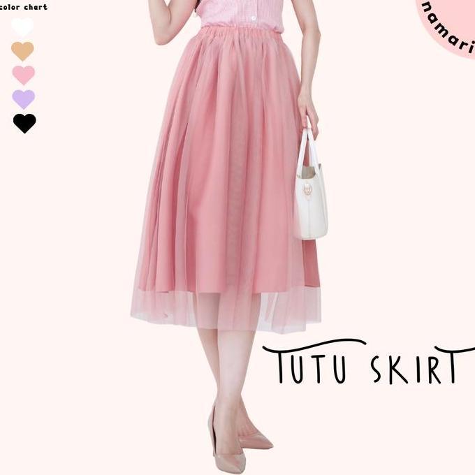 Namari - Tutu Skirt - Rok Midi 7/8 Panjang Wanita Hijab Cewek Hitam Dewasa Maxi Tile Casual
