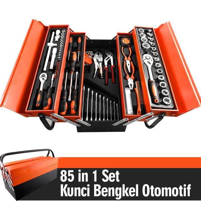 Reaim Tool Kit 85 Pcs, Tool Box Perkakas, Kunci Sok Set, Pekerjaan Mobil, Tool Box Set Alat Bengkel,