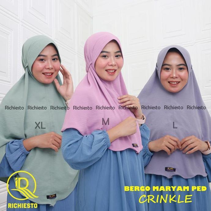 Hijab Bergo Maryam Pet Crinkle Airflow M L XL Kerudung Muslim Panjang Nyaman
