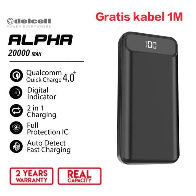 powerbank delcell alpha 20000 mah garansi resmi