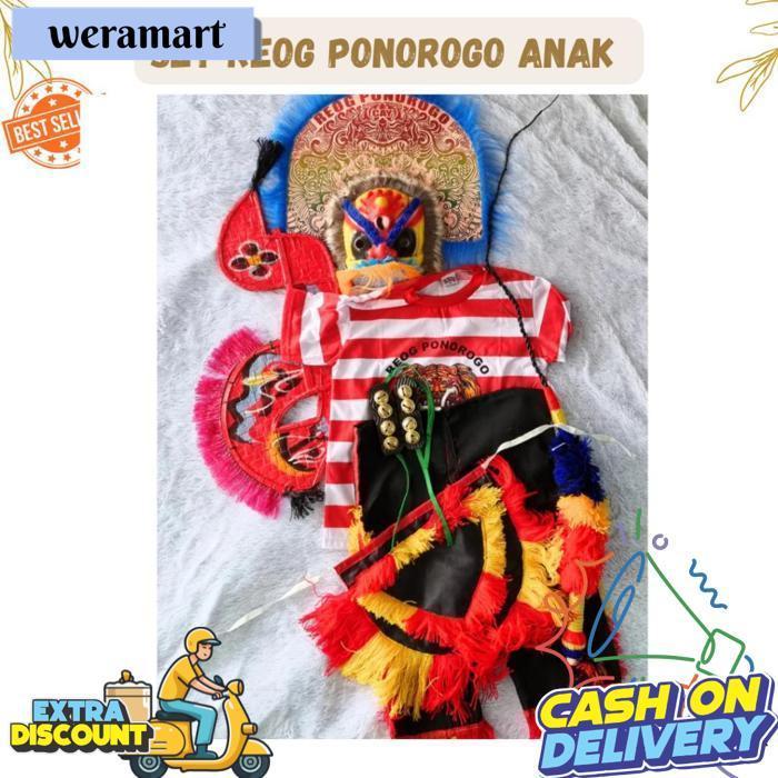 New Paket Setelan Reog Ponorogo|Lengkap Kostum Jaranan Anak|Set Lengkap Reog Anak|Jaran Pecut Topeng