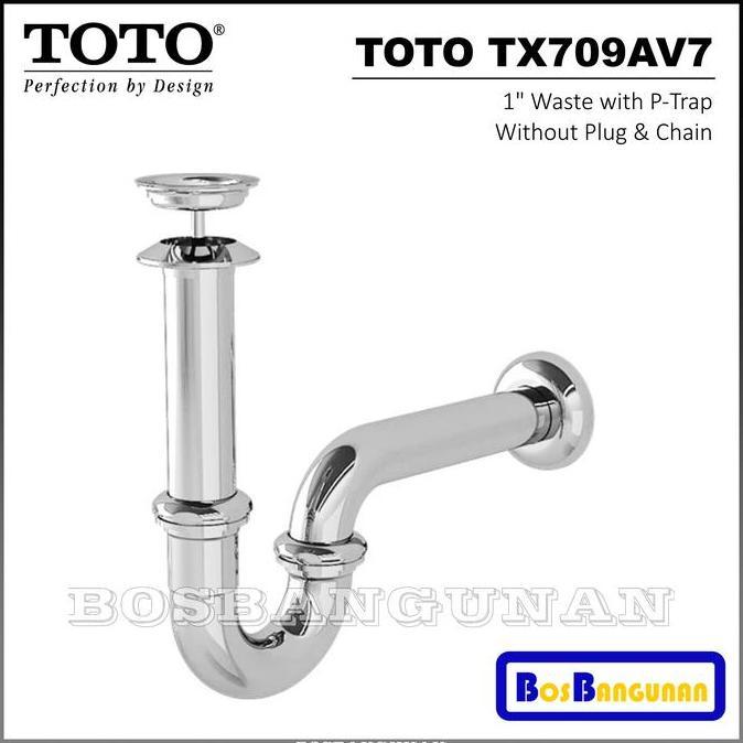 BEBAS ONGKIR - Afur Sifon TOTO TX709AV7 / TOTO TX 709 AV7 1" Waste with P-Trap Without Plug & Chain 