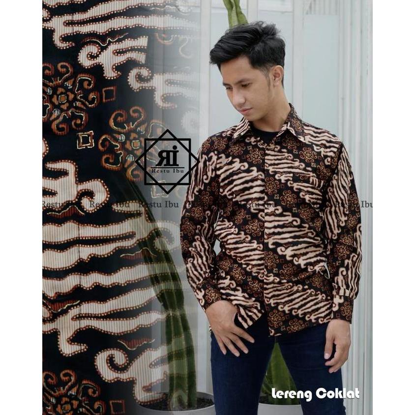 DS173 >> - Atasan Kemeja Batik Couple Cowo Lengan Panjang Kancing Depan Size Sampai Jumbo - Batik Co