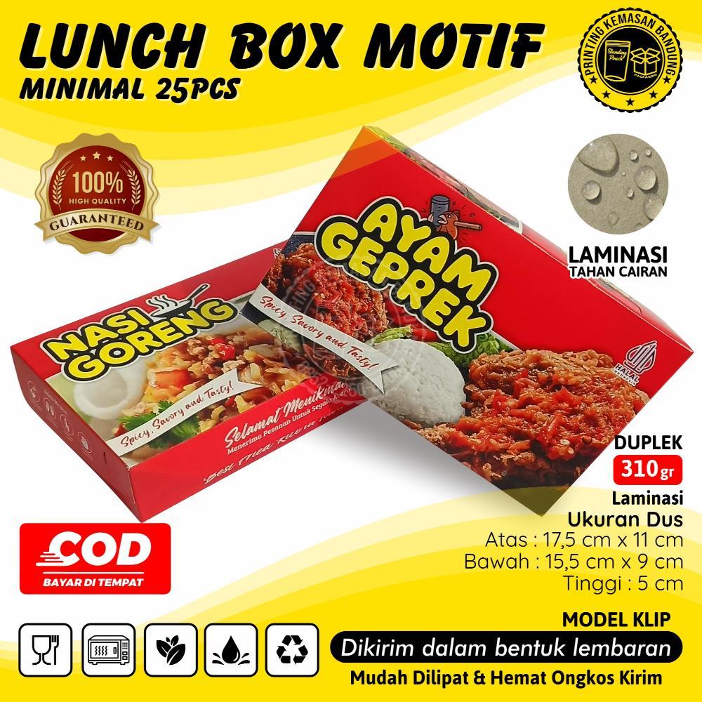 Bisa Cod Kotak Makan Kertas Paper Lunch Box Motif Makanan Kraft 290Gsm ||
