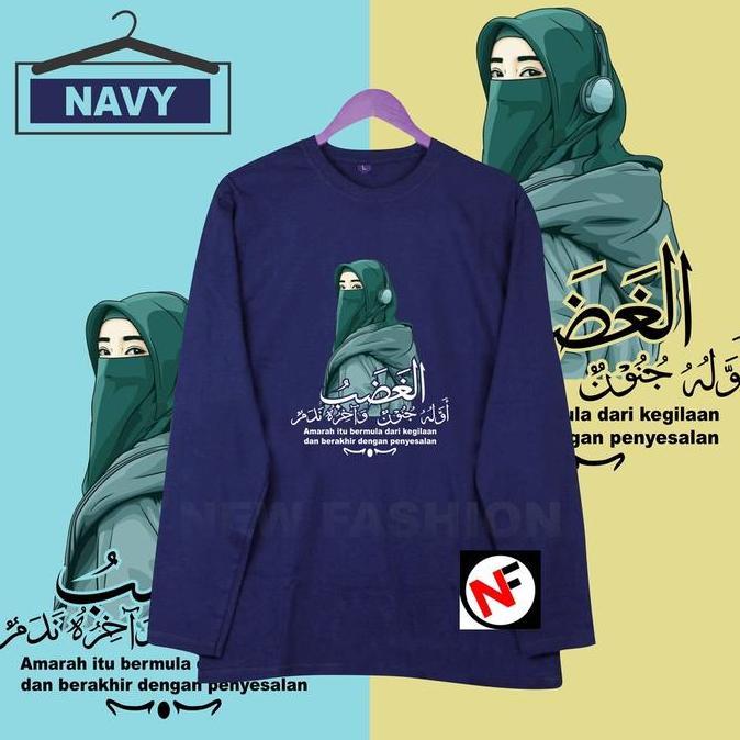 DF336 >> new kaos lengan panjang atasan santri arab wanita krudung hijau, kaos kata2 bijak, kaos pes