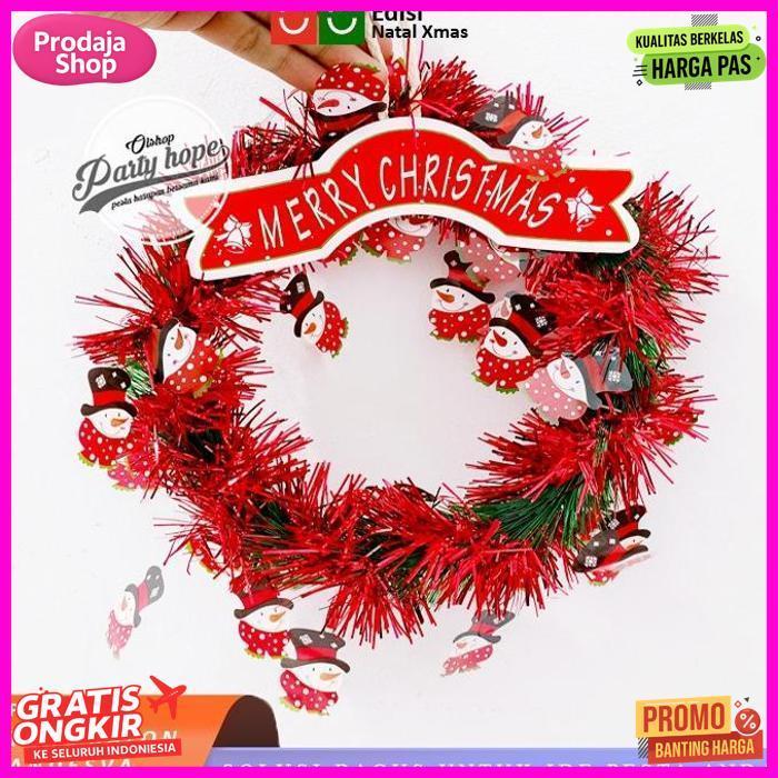 Premium Hiasan Natal Krans Snowman / Ornament Natal Ring Karangan Bunga Natal / Dekorasi Natal Pintu