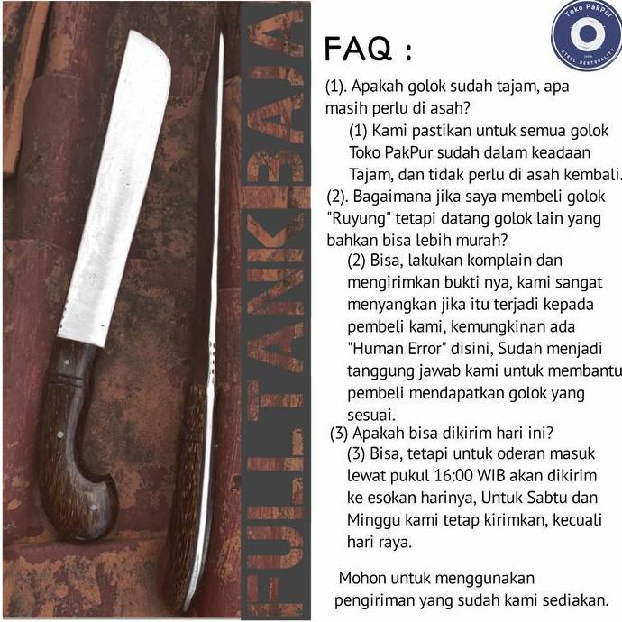 Golok Fulltank Baja 100% Best Quality / Bendo Pemotong Kayu Pohon