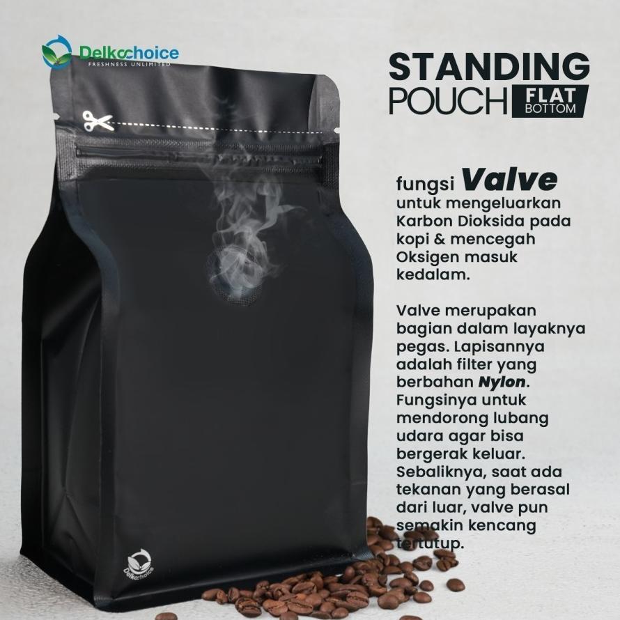 Bisa Cod Standing Pouch Flat Bottom Kemasan Kopi Valve Non Valve ||