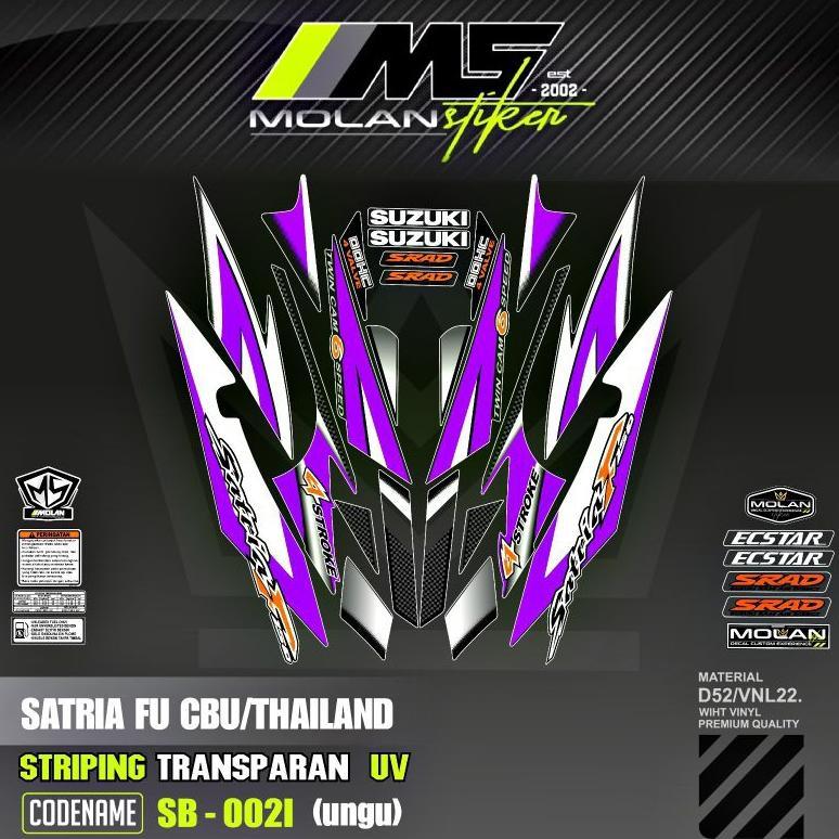 Decal Sticker Striping Variasi Transparan Uv Satria Fu Cbu Thailand 2005/2006 Suzuki Satria Fu 150 T