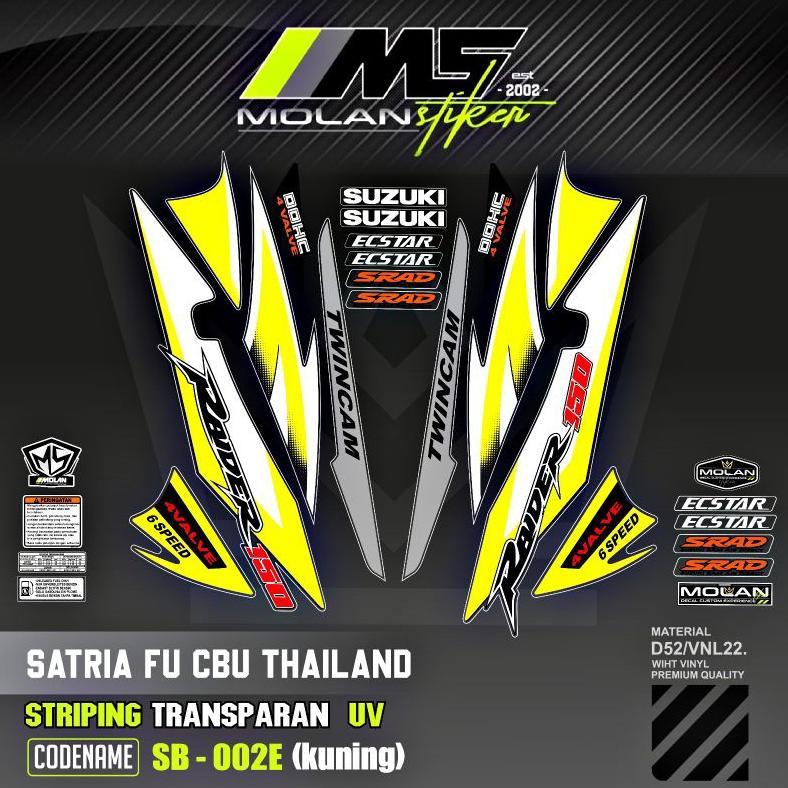 Decal Sticker Striping Variasi Transparan Uv Satria Fu Cbu Thailand 2005/2006 Raider 150 Suzuki Satr