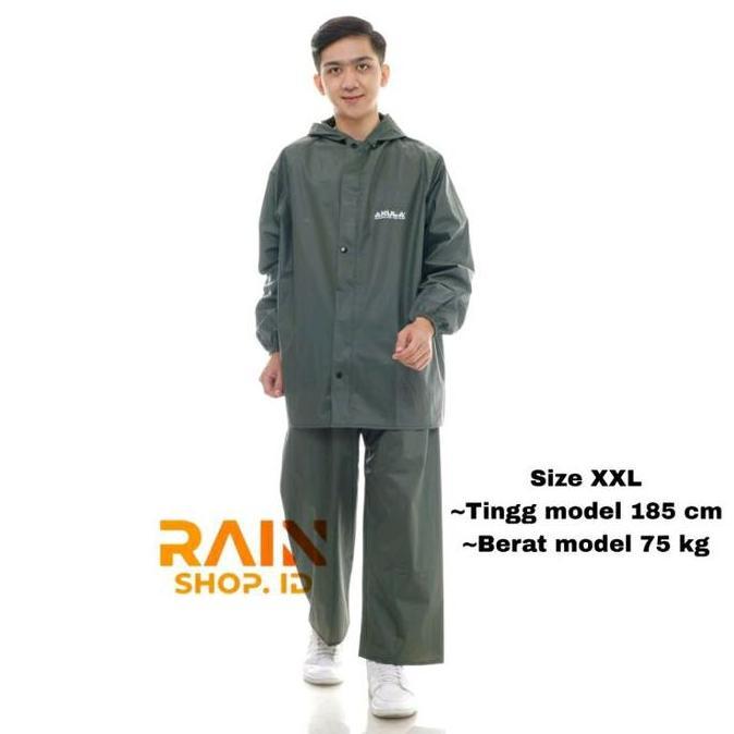JAS HUJAN DEWASA CELANA BAJU PRIA ANTI ROBEK JAS HUJAN AKULA ORIGINAL