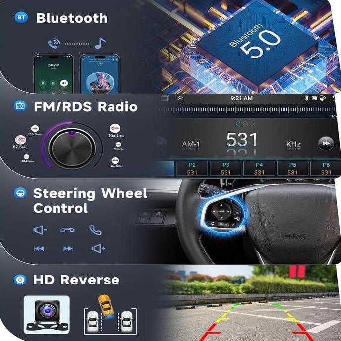Ada Kipas PendinginAcroder Head Unit Android 13 mobil 4G+64G 7/9/10 Inch IPS Layer dengan Kamera Mun