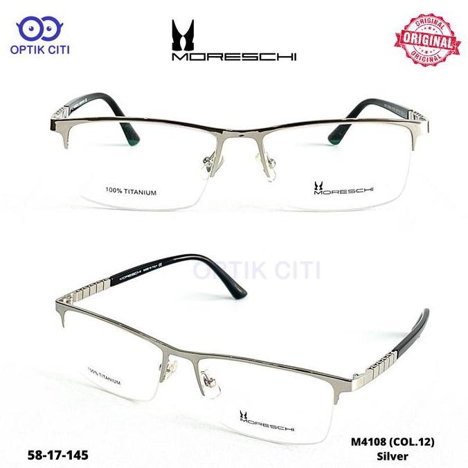 Kacamata Pria Titanium Half Frame Moreschi M 4108 Ringan Original Terlaris