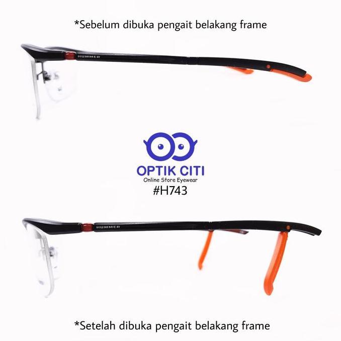 frame kacamata pria original hummer 743 sporty half frame size besar Terlaris