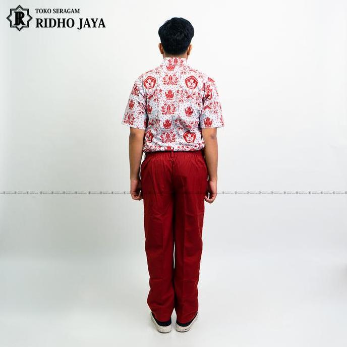 RIDHO JAYA - Seragam Batik Merah SD Pendek/Cewe/cowo