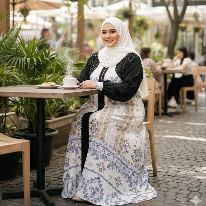 Gamis Abaya Alena printing Jumbo seri 8 Terlaris