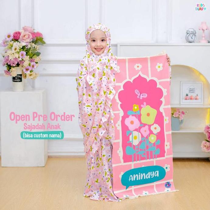 Sajadah Anak Custom Nama Sablon Motif Sajadah Printing Anti Slip Muslim Travel Waterproof Terlaris