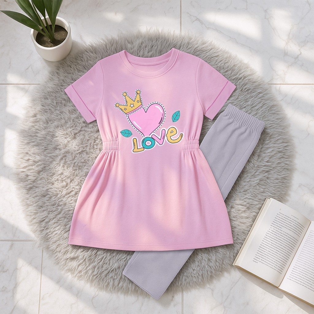 MISEL - One Set Tunik Kaos Pendek Anak Perempuan