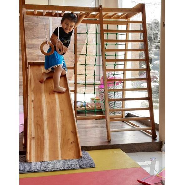 parafelaa  - brakiasi jumbo fulset climber kayu mahoni kokoh playground anak