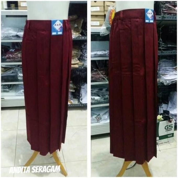 Rok Rempel Panjang SD Merah Seragam Sekolah Bahan Nagata Drill