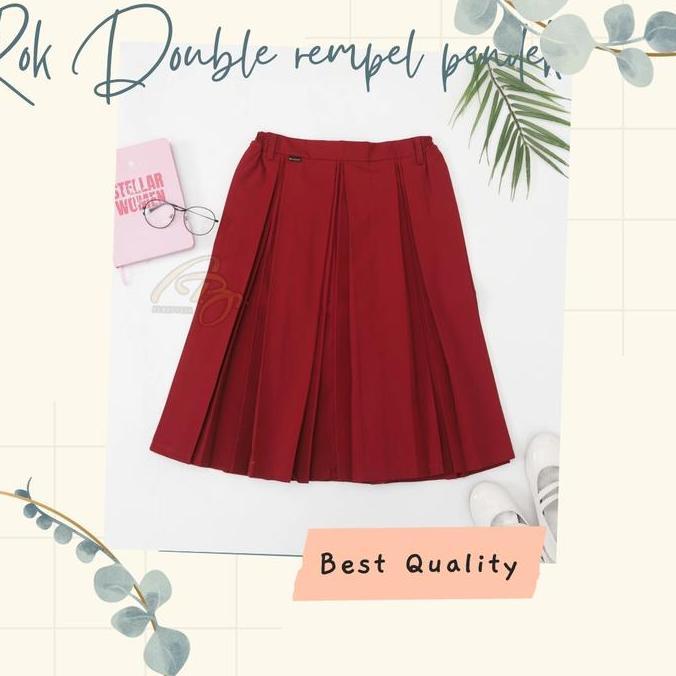 SERAGAM SD ROK DOUBLE REMPEL MERAH PANJANG/PENDEK